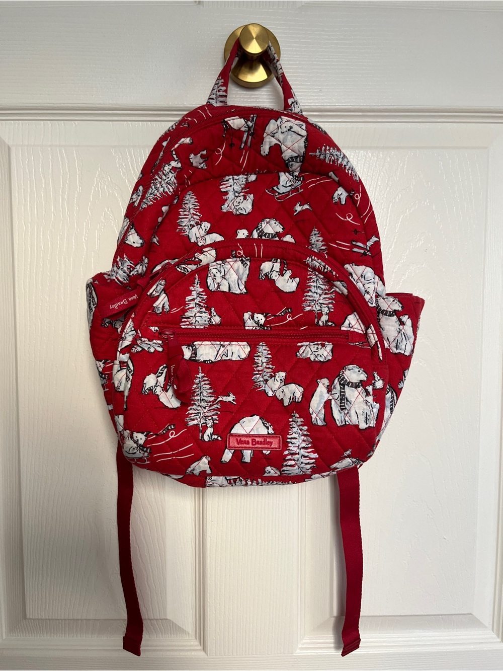 Vera Bradley Red Polar Bear Print Quilted Backpack